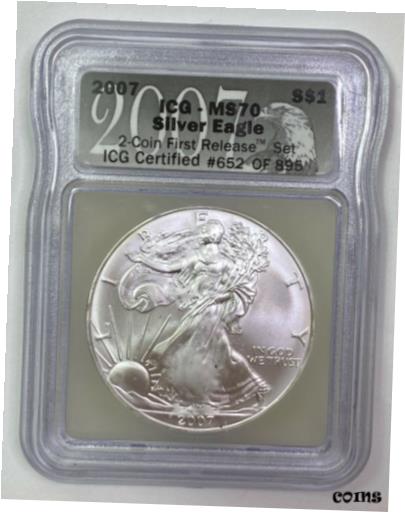 【極美品/品質保証書付】 アンティークコイン コイン 金貨 銀貨 [送料無料] 2007 American Silver Eagle 1oz .999 - ICG MS 70 Grey Label - FIRST RELEASES