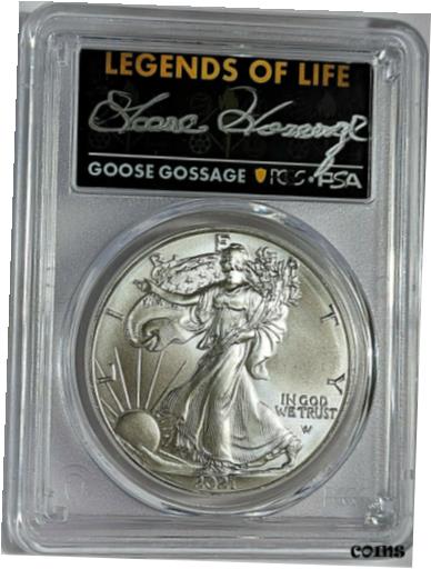 【極美品/品質保証書付】 アンティークコイン コイン 金貨 銀貨 [送料無料] 2021 $1 Silver Eagle -Type 2 - PCGS MS70 - LEGEND OF LIFE - Goose Gossage -