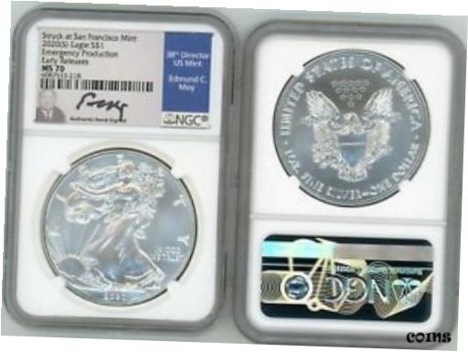 ڶ/ʼݾڽա ƥ    [̵] 2020(S) $1 1oz Silver Eagle MS70 NGC Early Releases Emergency Production Ed Moy