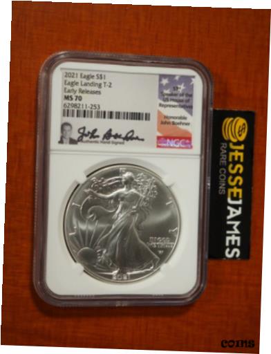  アンティークコイン コイン 金貨 銀貨  2021 SILVER EAGLE NGC MS70 JOHN BOEHNER SIGNED EARLY RELEASES TYPE 2