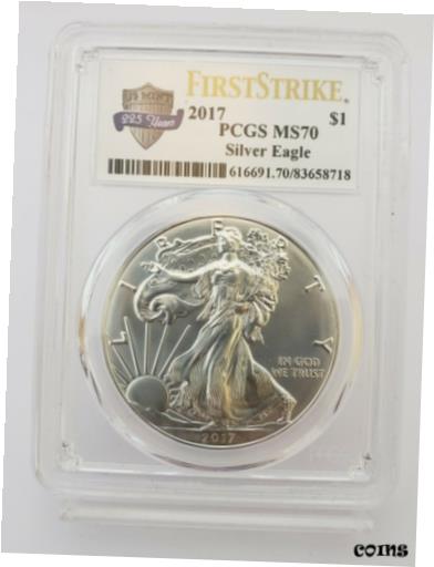 楽天金銀プラチナ　ワールドリソース【極美品/品質保証書付】 アンティークコイン コイン 金貨 銀貨 [送料無料] 2017 1 oz American Silver Eagle $1 Coin PCGS MS70 First Strike （5PC）