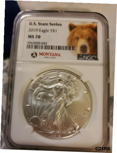 【極美品/品質保証書付】 アンティークコイン コイン 金貨 銀貨 [送料無料] U.S. State Series 2019 .999 $1 Silver Eagle Montana NGC MS 70