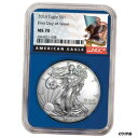 yɔi/iۏ؏tz AeB[NRC RC   [] 2018 $1 American Silver Eagle NGC MS70 FDI Black Label Blue Core