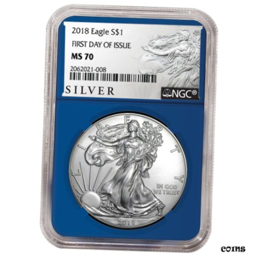 楽天金銀プラチナ　ワールドリソース【極美品/品質保証書付】 アンティークコイン コイン 金貨 銀貨 [送料無料] 2018 $1 American Silver Eagle NGC MS70 ALS FDI Label Blue Core