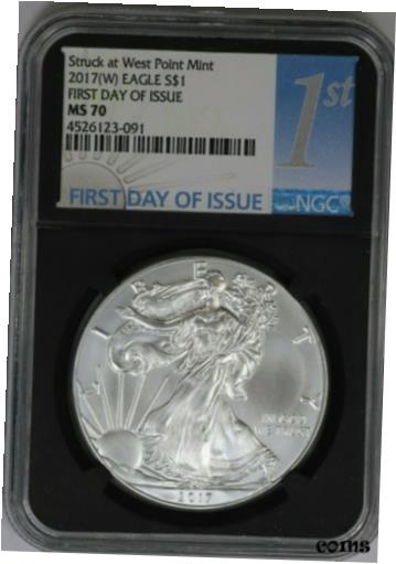 【極美品/品質保証書付】 アンティークコイン コイン 金貨 銀貨 [送料無料] 2017-W NGC Silver Eagle MS70 FDOI Black Core Struck at West Point Mint
