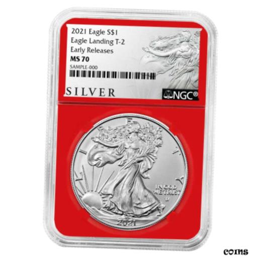 【極美品/品質保証書付】 アンティークコイン コイン 金貨 銀貨 [送料無料] 2021 $1 Type 2 American Silver Eagle NGC MS70 ER ALS Label Red Core 1