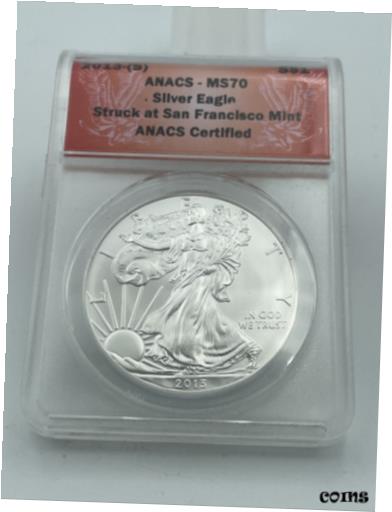 楽天金銀プラチナ　ワールドリソース【極美品/品質保証書付】 アンティークコイン コイン 金貨 銀貨 [送料無料] 2013-S ANACS MS70 Silver Eagle All White Coin