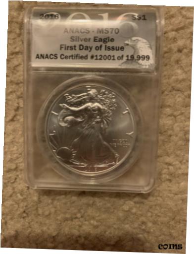 ڶ/ʼݾڽա ƥ    [̵] 2016 - ANACS MS70 - American Eagle Dollar - First Day Of Issue 12001/19999