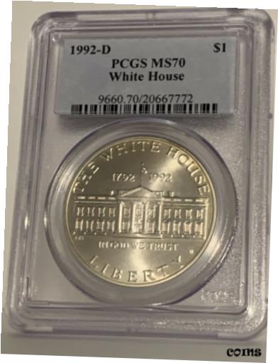  アンティークコイン コイン 金貨 銀貨  1992-D US White House Commemorative BU Silver Dollar - PCGS MS70