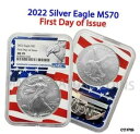 yɔi/iۏ؏tz AeB[NRC RC   [] 2022 American Silver Eagle NGC MS70 First Day of Issue FDOI Flag Core IN-HAND