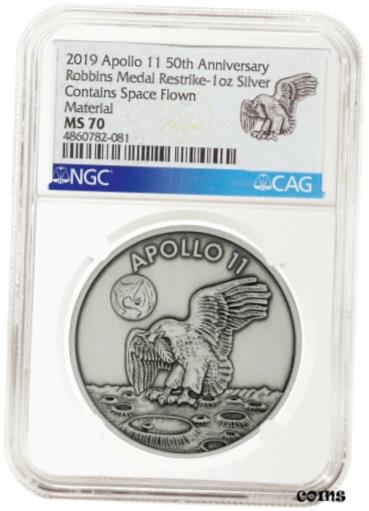 yɔi/iۏ؏tz AeB[NRC RC   [] 2019 Apollo 11 50th Anniversary Robbins Medal Restrike 1oz Medal. MS 70. VARIES