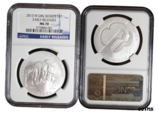 楽天金銀プラチナ　ワールドリソース【極美品/品質保証書付】 アンティークコイン コイン 金貨 銀貨 [送料無料] 2013-W $1 Silver Girl Scouts Commemorative Dollar NGC MS70 Early Releases