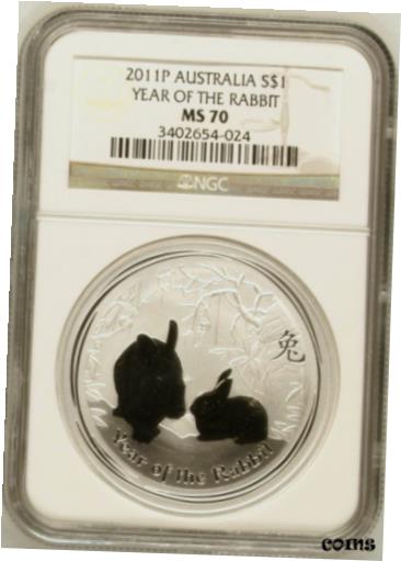 ڶ/ʼݾڽա ƥ    [̵] 2011 1 oz NGC MS70 Silver Australian Year of the Rabbit Coin Bullion 70!