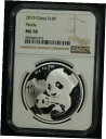 2019 中国 S10Y 30g シルバー パンダ NGC MS 702019 China S10Y 30g Silver Panda NGC MS 70