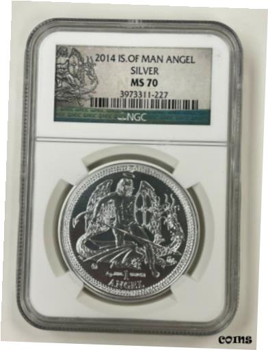 【極美品/品質保証書付】 アンティークコイン コイン 金貨 銀貨 [送料無料] 2014 Isle of Man Angel Elizabeth II NGC MS70 1 Ounce .999 Silver Coin (SZ643)