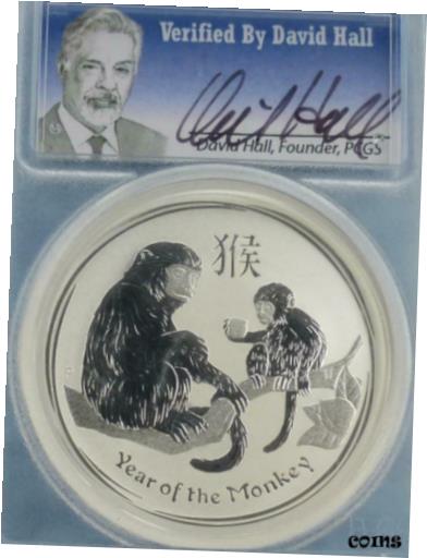 ڶ/ʼݾڽա ƥ    [̵] 1oz .999 Silver 2016 PCGS MS70 Year of the Monkey Australian $1, David Hall Lbl.