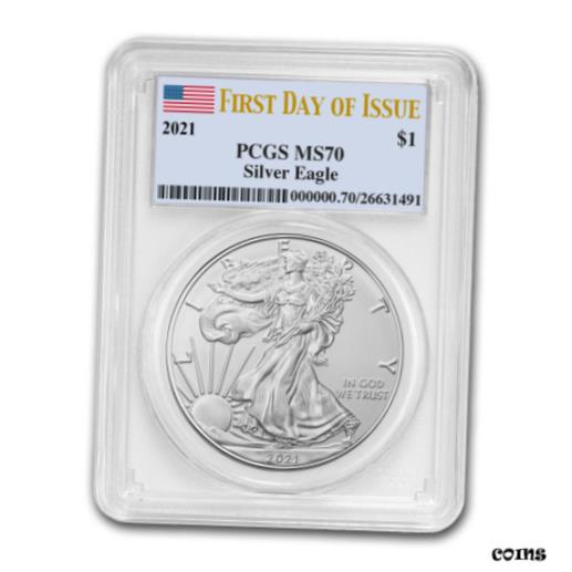 【極美品/品質保証書付】 アンティークコイン コイン 金貨 銀貨 [送料無料] 2021 American Silver Eagle MS-70 PCGS (First Day of Issue) - SKU#221558