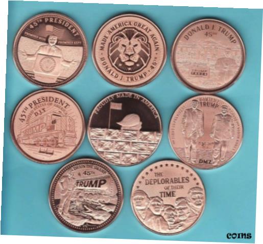 ڶ/ʼݾڽա ƥ    [̵] DONALD TRUMP 8 Coin SET 1 oz. Copper Rounds 2020 TRUMP / PENCE SERIES #1