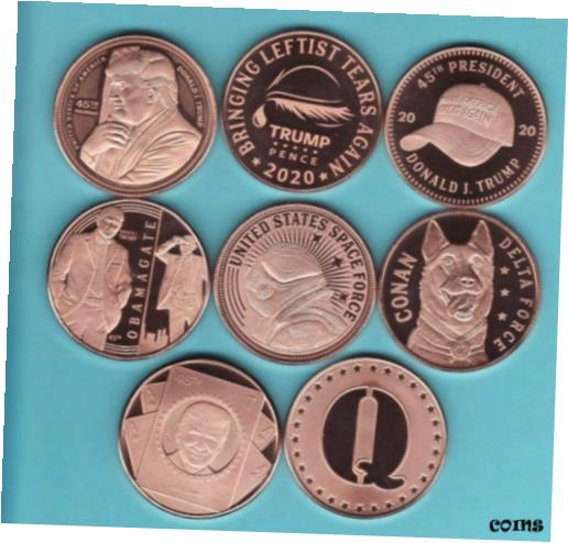 ڶ/ʼݾڽա ƥ    [̵] DONALD TRUMP 8 Coin SET 1 oz. Copper Rounds SERIES #2 FLAWS BLEMISHES