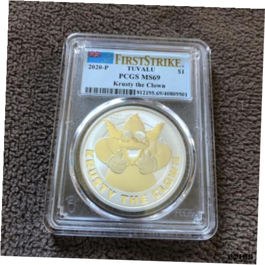 ڶ/ʼݾڽա ƥ    [̵] 2020-P Tuvalu $1 Krusty the Clown PCGS MS69 First Strike 1oz .9999 Silver coin