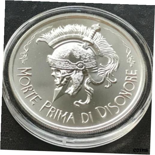 ڶ/ʼݾڽա ƥ    [̵] New Morte Prima Di Disonore 1 oz 39mm 999 Silver Skull Spartain Cross Art Round