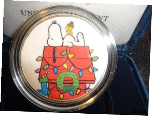  アンティークコイン コイン 金貨 銀貨  2021 Silver Eagle Colorized " Merry Christmas Snoopy and Woodstock " 1 of 20