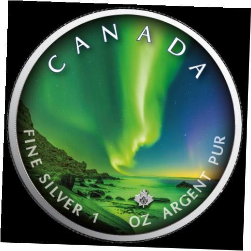 ڶ/ʼݾڽա ƥ    [̵] Polar Lights Whithorse Town 2020 1 OZ Silver Canada colour Aurora Borealis