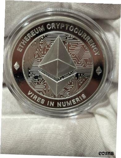 【極美品/品質保証書付】 アンティークコイン コイン 金貨 銀貨 送料無料 ETHEREUM Cryptocurrency Pure .999 Silver Bitcoin Round Coin in cap FREE SHIPPING