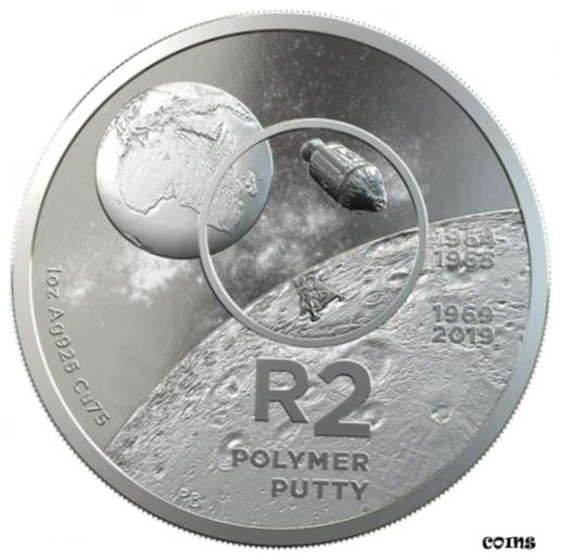 ڶ/ʼݾڽա ƥ    [̵] 2019 South Africa POLYMER PUTTY R2 Moon Landing 1 Oz Silver Coin 2 Rand