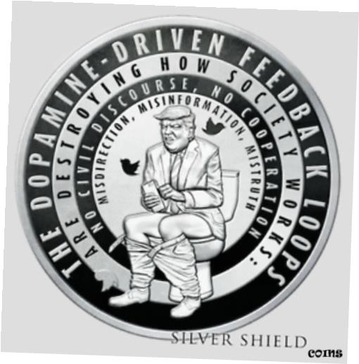 【極美品/品質保証書付】 アンティークコイン コイン 金貨 銀貨 [送料無料] 2019 Silver Shield 1 oz Trump Twitter Silver Proof InfoIndCom Series #9 SSG