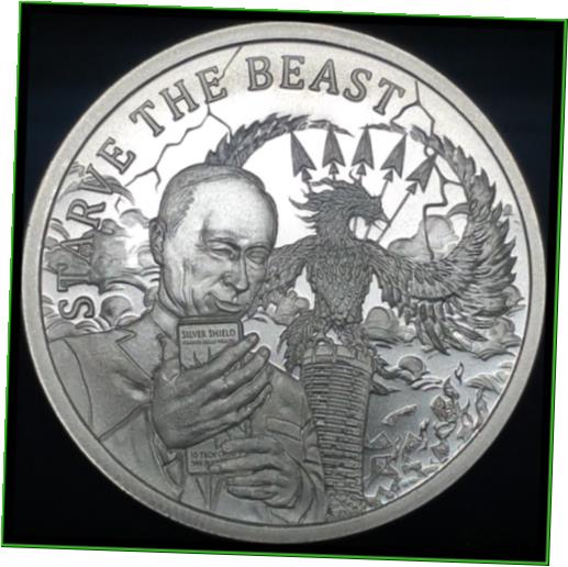 yɔi/iۏ؏tz AeB[NRC RC   [] 2019 1oz Starve The Beast BU Silver Shield Death of the Dollar #20 ***