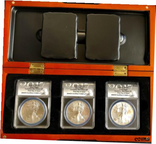  アンティークコイン コイン 金貨 銀貨  2017 ANACS MS 70 Complete Mint State Set First Day Of Issue