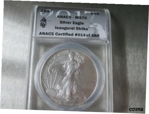 【極美品/品質保証書付】 アンティークコイン コイン 金貨 銀貨 [送料無料] 2017-W AMERICAN SILVER EAGLE MS-70 ANACS #14 OF 588 1