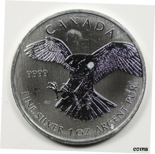 【極美品/品質保証書付】 アンティークコイン コイン 金貨 銀貨 [送料無料] 2014 Canada Birds of Prey - Peregrine Falcon $5 1 oz 999 Fine Silver Round