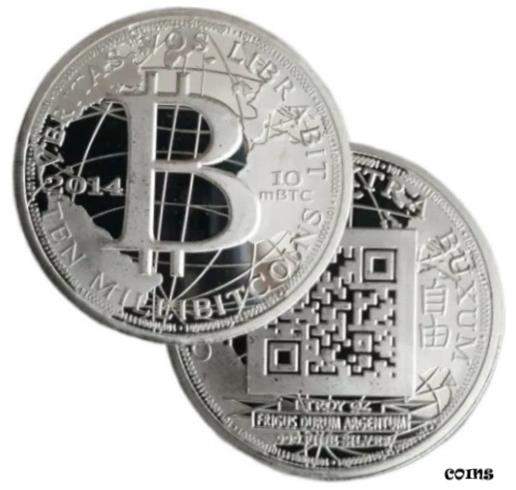 yɔi/iۏ؏tz AeB[NRC RC   [] 2014 Mulligan Mint 10 mBTC BTC Milli Bitcoin Specie 1oz .999 Silver Coin QR Code