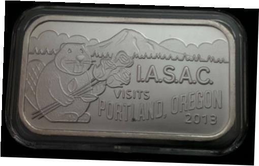 【極美品/品質保証書付】 アンティークコイン コイン 金貨 銀貨 [送料無料] IASAC visits Portland Oregon, 2013, 1 troy oz .999 Fine Silver Art Bar