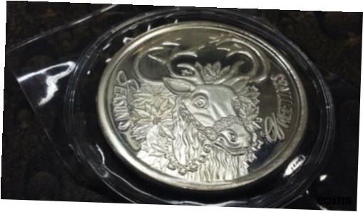 【極美品/品質保証書付】 アンティークコイン コイン 金貨 銀貨 [送料無料] Christmas Reindeer 1 TROY OUNCE .999 FINE SILVER 2013 1