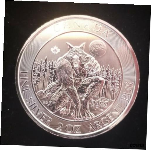 楽天金銀プラチナ　ワールドリソース【極美品/品質保証書付】 アンティークコイン コイン 金貨 銀貨 [送料無料] 2021 Werewolf 2 oz Argent Pur 9999 Fine Silver Coin, $10 Face Value RCM in plast