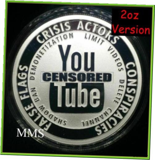【極美品/品質保証書付】 アンティークコイン コイン 金貨 銀貨 [送料無料] 2oz You Censored Tube Proof Silver Shield InfoIndCom Series #1 Youtube COA #130