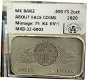 【極美品/品質保証書付】 アンティークコイン コイン 金貨 銀貨 送料無料 About Face Coins, MK Barz Struck by MK Barz 2 Ounce Silver AFC Art Bar