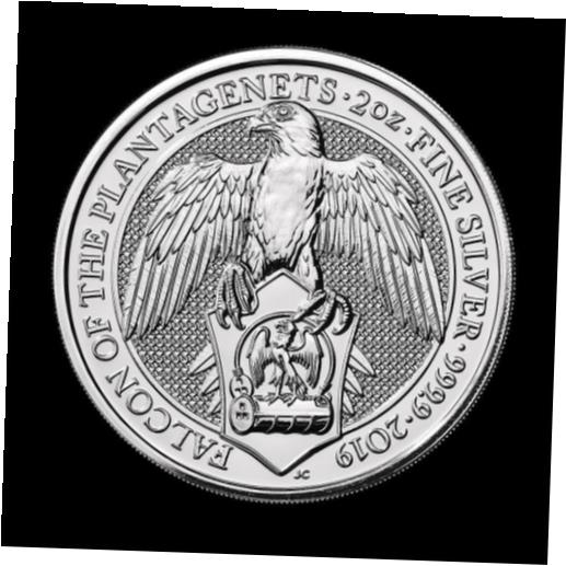 【極美品/品質保証書付】 アンティークコイン コイン 金貨 銀貨 [送料無料] 2019 2 oz Queen's Beast Falcon of Plantagenets Silver GEM BU Coin in Capsule