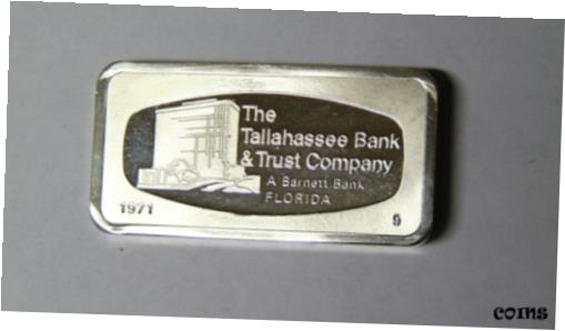 【極美品/品質保証書付】 アンティークコイン コイン 金貨 銀貨 送料無料 Tallahassee Bank Trust Company Florida 2 oz .925 Silver Bar Franklin Mint