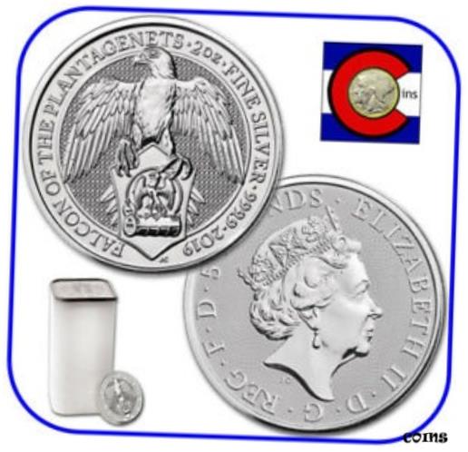 【極美品/品質保証書付】 アンティークコイン 銀貨 2019 Queen's Beast Falcon of Plantagenets 2 oz Silver Coin -- 10 Coin Roll/Tube [送料無料] #scf-wr-009976-3934