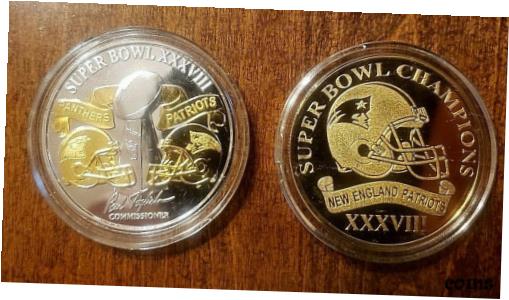 【極美品/品質保証書付】 アンティークコイン コイン 金貨 銀貨 [送料無料] 2004 NE PATRIOTS SUPER BOWL XXXVIII CHAMPIONS X 2 LTD EDN .999 SILVER COINS!