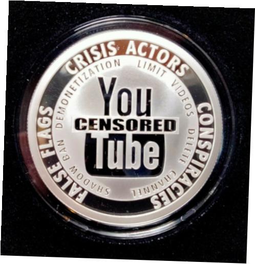 【極美品/品質保証書付】 アンティークコイン コイン 金貨 銀貨 [送料無料] 2021 SILVER SHIELD GROUP 2oz YouTube Censored PROOF .999 Silver Round w/COA