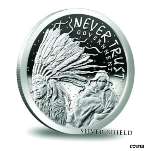 【極美品/品質保証書付】 アンティークコイン コイン 金貨 銀貨 [送料無料] 2oz 2016 Never Trust Government Proof ONLY 450 Minted Silver Shield COA + BOX 1
