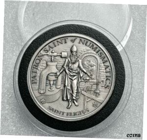聖エリギウス - 貨幣学の守護聖人 - 2オンス .999 アンティークシルバー ラウンドSaint Eligius - Patron Saint of Numismatics - 2 oz .999 antiqued silver round