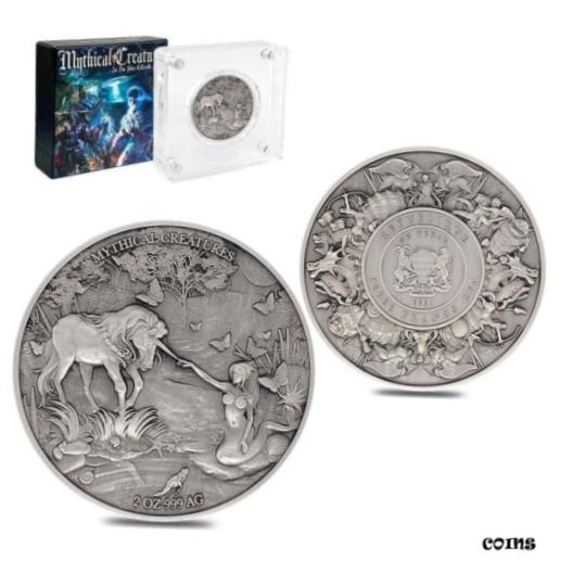 ڶ/ʼݾڽա ƥ    [̵] Sale Price - 2021 Chad 2 oz Silver Mermaid &Unicorn Mythical Creatures (w/Box)