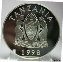  アンティークコイン コイン 金貨 銀貨  1998 5oz Sterling Silver Tanzania Serengeti Wildlife Giraffe Proof Coin 