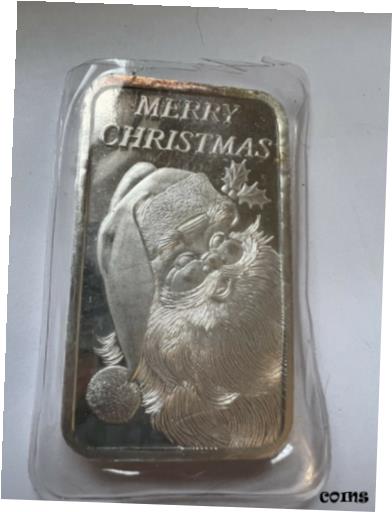 楽天金銀プラチナ　ワールドリソース【極美品/品質保証書付】 アンティークコイン コイン 金貨 銀貨 [送料無料] 5 Oz Silver Coin - Santa Christmas Bar